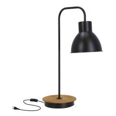 Candellux VARIO 41-73488 lampa stołowa czarny metalowy klosz wbudowany wyłącznik 1X60W E27 16 cm