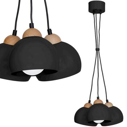 Milagro DAMA BLACK MLP6580 lampa wisząca metal / drewno 3xE27 czarny 30cm