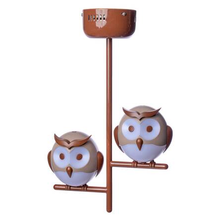 Milagro OWL ML244 plafon lampa sufitowa dziecięca kuliste klosze przypominają sowy siedzące na gałęzi brązowo-beżowa 2XG9 LED 80cm