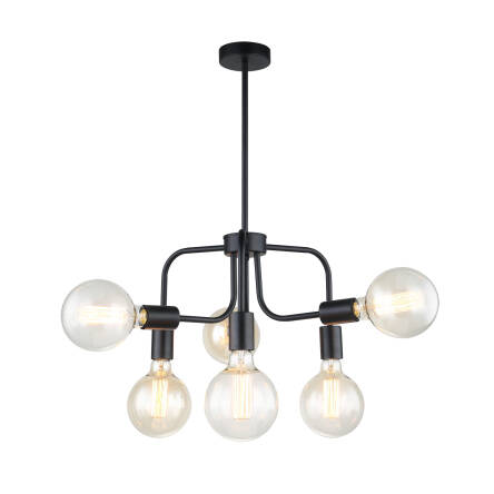 Italux Kristy MDM-3678/6 BK lampa wisząca industrialna stalowa czarna E27 6x60W IP20 42cm
