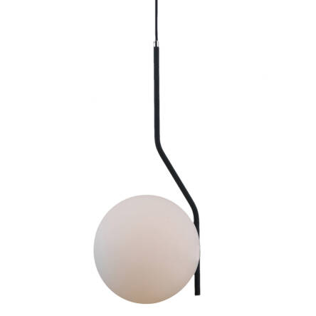 Italux Carimi PND-3300-1-BK lampa wisząca nowoczesna stalowa grafitowa klosz szkło biały 20cm IP20 E27 1x5W