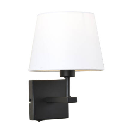 Italux Norte WL-1122-1-A-BM-RO-WH kinkiet lampa ścienna nowoczesny czarny mat stalowy abażur tkanina biały 29cm IP20 E27 1x60W