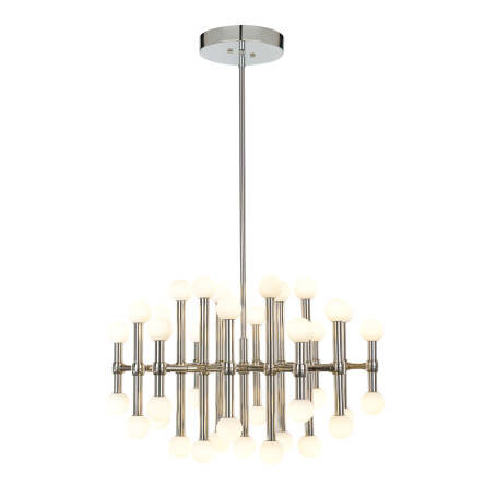 Italux Giovanna MX16009008-37A lampa wisząca nowoczesna aluminium stal nikiel satynowany klosze biały szklany 3000K LED 94,2W IP20 70cm