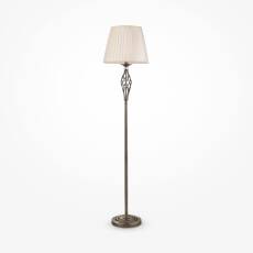 Maytoni Grace RC247-FL-01-R lampa podłogowa metalowa rama mosiądz plisowany abażur tkanina beż kryształki 1xE14 40W 38cm