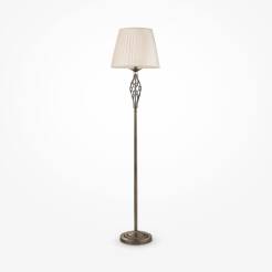 Maytoni Grace RC247-FL-01-R lampa podłogowa metalowa rama mosiądz plisowany abażur tkanina beż kryształki 1xE14 40W 38cm