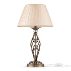 Maytoni Grace RC247-TL-01-R lampa stołowa metalowa rama mosiądz plisowany abażur tkanina beż kryształki 1xE14 40W 32cm