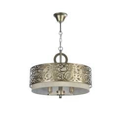 Maytoni Venera H260-03-N lampa wisząca metalowa rama z dekoracją szablonową mosiądz abażur tkanina len 3xE14 40W 46,4 cm
