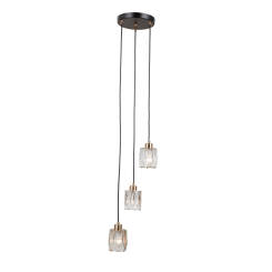 Italux Torno PND-40813-3R-BK-HBR lampa wisząca E14 trzy klosze z kryształkami  27 cm