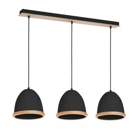 Milagro STUDIO BLACK MLP8853 lampa wisząca czarna metal / drewno regulacja wysokości 3xE27 65cm
