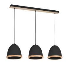 Milagro STUDIO BLACK MLP8853 lampa wisząca czarna metal / drewno regulacja wysokości 3xE27 65cm