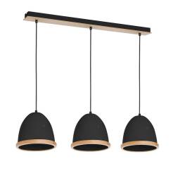 Milagro STUDIO BLACK MLP8853 lampa wisząca czarna metal / drewno regulacja wysokości 3xE27 65cm