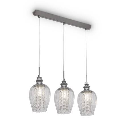 Maytoni Blues MOD044-PL-03-N lampa wisząca metalowa rama nikiel szklany klosz kryształki 3xE14 40W 52 cm