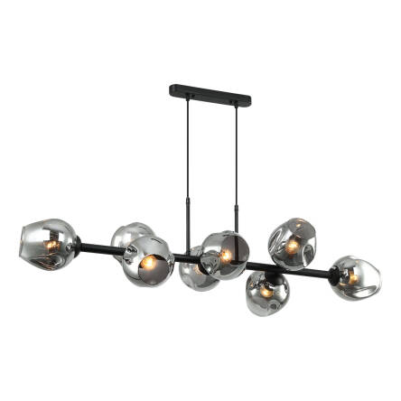 Italux Borgo PND-30843-8 BK+SG lampa wisząca nowoczesna stal czarny klosze kule dymiony szkło IP20 8x40W E27 30cm 