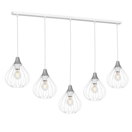 Milagro KANE WHITE MLP4801 lampa wisząca biało srebrna metal ażurowe klosze 5xE27 110cm