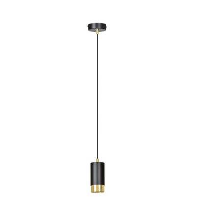 Emibig FUMIKO 1 BL/GOLD 817/1 lampa wisząca designerska tuba czarna złoty pas 1x30W GU10 8cm