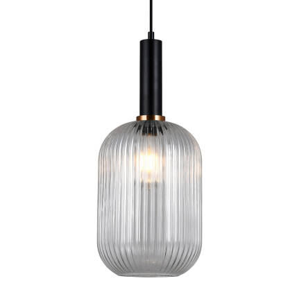 Italux Antiola PND-5588-1L-BK+CL lampa wisząca nowoczesna czarna klosz szkło przeźroczysty podłużny IP20 20cm E27 1x40W