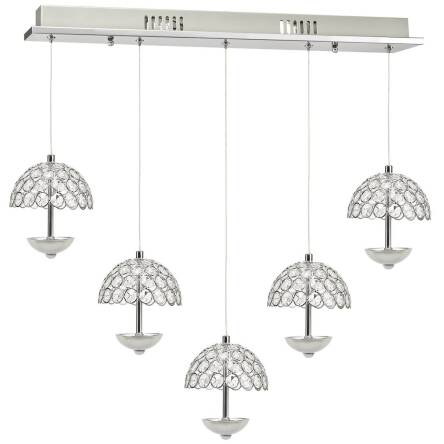 Milagro VENUS ML317 lampa wisząca chrom pięć szklanych kloszy parasolki kryształ  5x5W LED 4000K 72cm