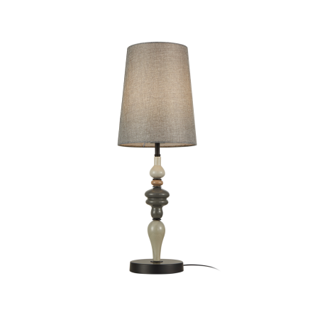 Italux Nerom  TB-22374A-BK lampa stołowa, styl klasyczny, czarny mat, klosz szary tkanina, 1xE27 60W  61,5 cm.