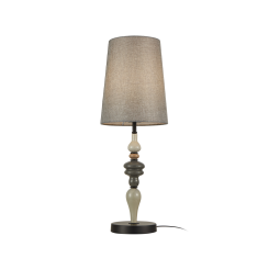 Italux Nerom  TB-22374A-BK lampa stołowa, styl klasyczny, czarny mat, klosz szary tkanina, 1xE27 60W  61,5 cm.