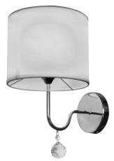 Candellux BRAVA 21-23230 kinkiet lampa ścienna biały abażur kryształki 1X60W E27 22cm
