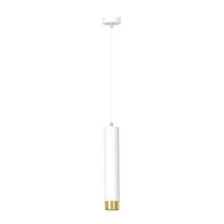 Emibig KIBO 1 WH/GOLD  642/1 lampa wisząca nowoczesna metal spot wiszący biała tuba złote dodatki 1x30W Gu-10 8cm