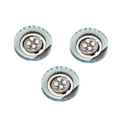 Candellux SS-23 CH/TR+WH oprawy do wbudowania stropowe zestaw trzech opraw GU10 50W+LED SMD 230V biały 2,1W chrom okrągła szkło transparentne 9cm