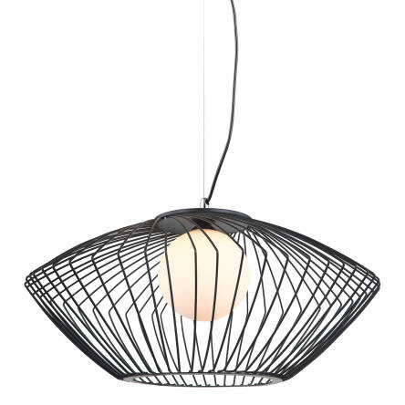 Italux lampa wisząca Zeno MDM-3844-1 BK czarna druciana z szklanym kloszem 52cm