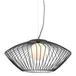 Italux lampa wisząca Zeno MDM-3844-1 BK czarna druciana z szklanym kloszem 52cm