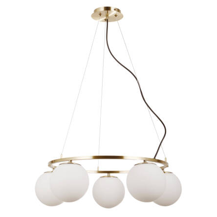 Italux Larosa PND-33453-5-ABR lampa wisząca nowoczesna brąz antyczny stal klosz szkło kule 65cm 5x5W E27