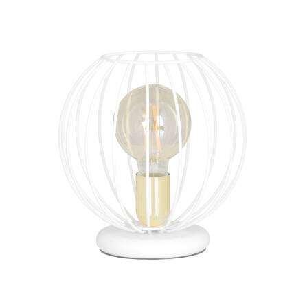 Emibig ALBIO LN1 WHITE 145/LN1 lampa stołowa loftowa metalowa złoto biała druciak 1x60W E27 24cm