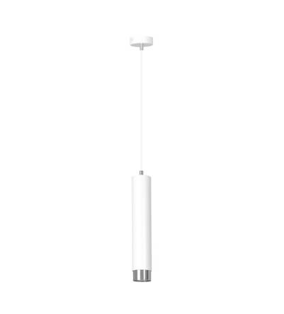 Emibig KIBO 1 WH/CHROME 641/1 lampa wisząca designerski spot wiszący biała tuba srebrne dodatki 1x30W Gu-10 8cm