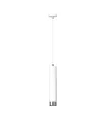 Emibig KIBO 1 WH/CHROME 641/1 lampa wisząca designerski spot wiszący biała tuba srebrne dodatki 1x30W Gu-10 8cm