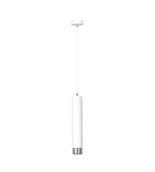 Emibig KIBO 1 WH/CHROME 641/1 lampa wisząca designerski spot wiszący biała tuba srebrne dodatki 1x30W Gu-10 8cm