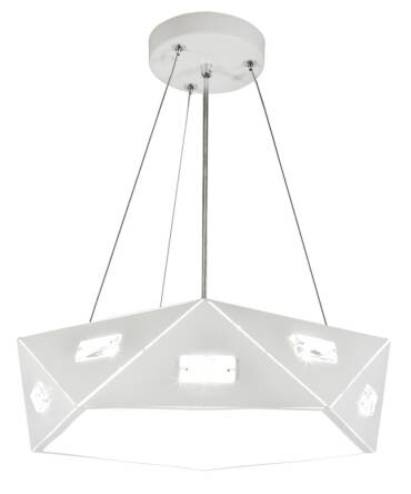 Candellux NEMEZIS 31-59147 lampa wisząca pięciokątna biała z kryształami 3X40W G9 42cm