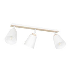 Emibig ATLAS 3 WHITE  724/3 plafon lampa sufitowa metalowa ruchome regulowane klosze białe drewniane elementy 3x60W E27 90cm