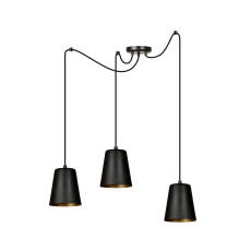 Emibig LINK 3 BLACK / GOLD 455/3 lampa wisząca metalowa klosz czarny złoty środek 3x60W E27 80cm