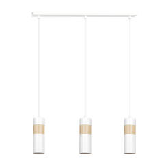 Emibig AKARI 3 WHITE 733/3 lampa wisząca styl skandynawski potrójna regulowana wysokość biały elementy drewna 3x30W Gu10 60cm