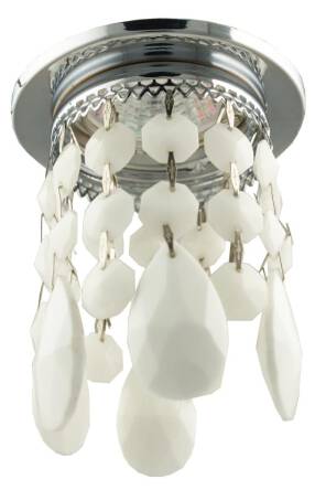 Candellux SK-64 CH/WH oprawa do wbudowania stropowa chrom dekoracyjna biała kryształki MR16 50W 6,6cm