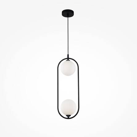 Maytoni Ring MOD013PL-02B lampa wisząca pierścień czarny klosze białe szklane 2xG9 25W 17 cm