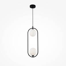 Maytoni Ring MOD013PL-02B lampa wisząca pierścień czarny klosze białe szklane 2xG9 25W 17 cm