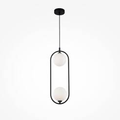 Maytoni Ring MOD013PL-02B lampa wisząca pierścień czarny klosze białe szklane 2xG9 25W 17 cm