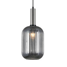 Italux Antiola PND-5588-1L-SC+SG lampa wisząca nowoczesna stal nikiel satynowany szklany klosz dymiony 1x40W E27 20cm