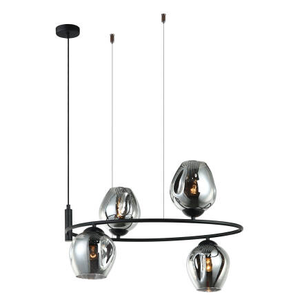 Italux lampa wisząca Roxane MDM-4046-4 BK+SG czarna szklane grafitowe klosze 60cm
