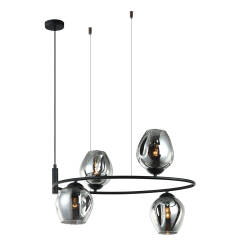 Italux lampa wisząca Roxane MDM-4046-4 BK+SG czarna szklane grafitowe klosze 60cm