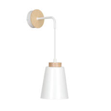 Emibig BOLERO K1 WHITE 443/K1 kinkiet lampa ścienna styl skandynawski drewno biały 1x60W E27 14cm