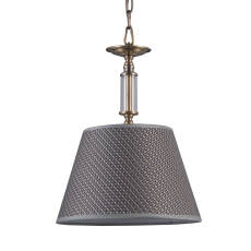 Italux Zanobi PND-43272-1 lampa wisząca stal szkło tkanina brąz antyczny klosz szary E14 1x40W IP20 27cm