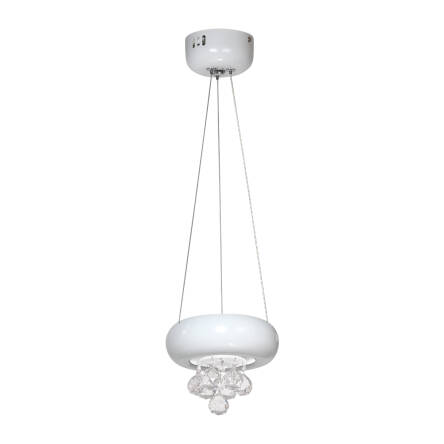 Milagro LUX BIANCO ML861 lampa wisząca biała metalowa kryształki regulacja wysokości 1X6W LED 15cm