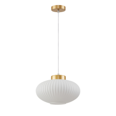 Italux Groste  PND-52376-1-GD lampa wisząca nowoczesna stal, złota, szklany klosz biały, 1x40W E27 20 cm