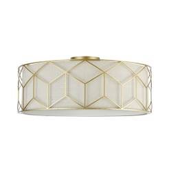 Maytoni Messina H223-PL-05-G plafon lampa sufitowa metalowa rama złota lniany abażur 5XE27 60W 57cm