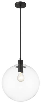 Light Prestige Puerto LP-004/1P L BK lampa wisząca metalowa czarna klosz szklana kula 1x50W E27 30cm